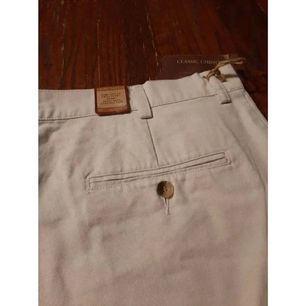 New Size 40 Steve & Barry's High Waist Classic Chino Cotton Khaki Tan Shorts NWT